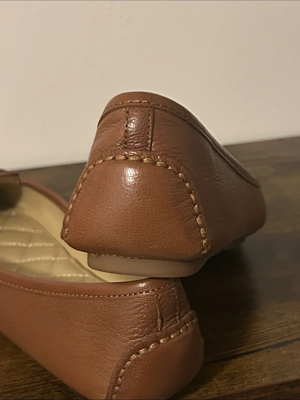 Michael Kors Tan Brown Leather MK Logo Loafers